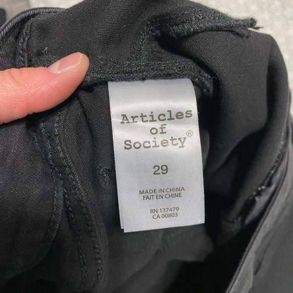 Articles Of Society Beaded Fringe Coated Black Ankle Skinny Jeans - 29 - Picture 9 of 9